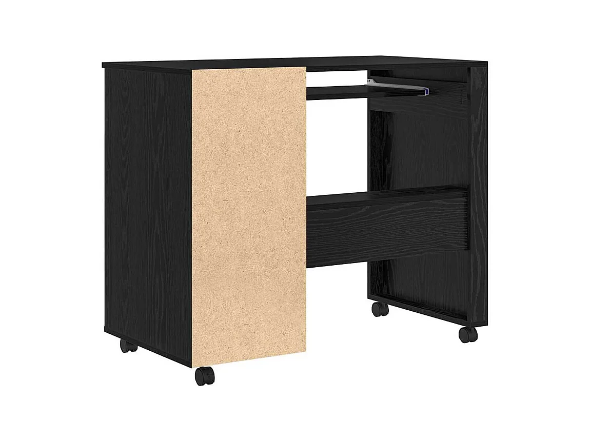 Bureau avec roulettes avec tiroir Chêne noir 91 x 50 x 77 cm