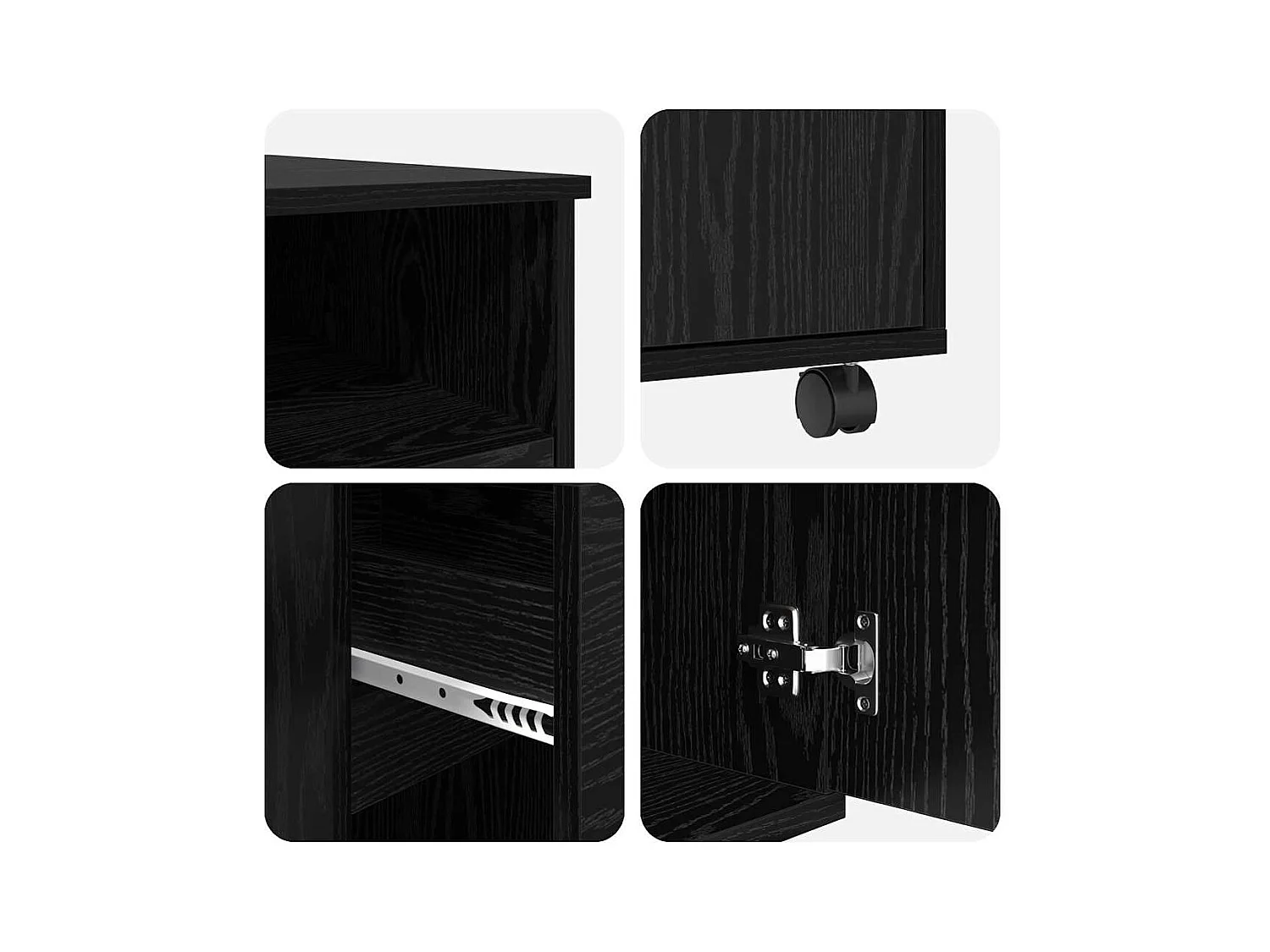 Bureau avec roulettes avec tiroir Chêne noir 91 x 50 x 77 cm