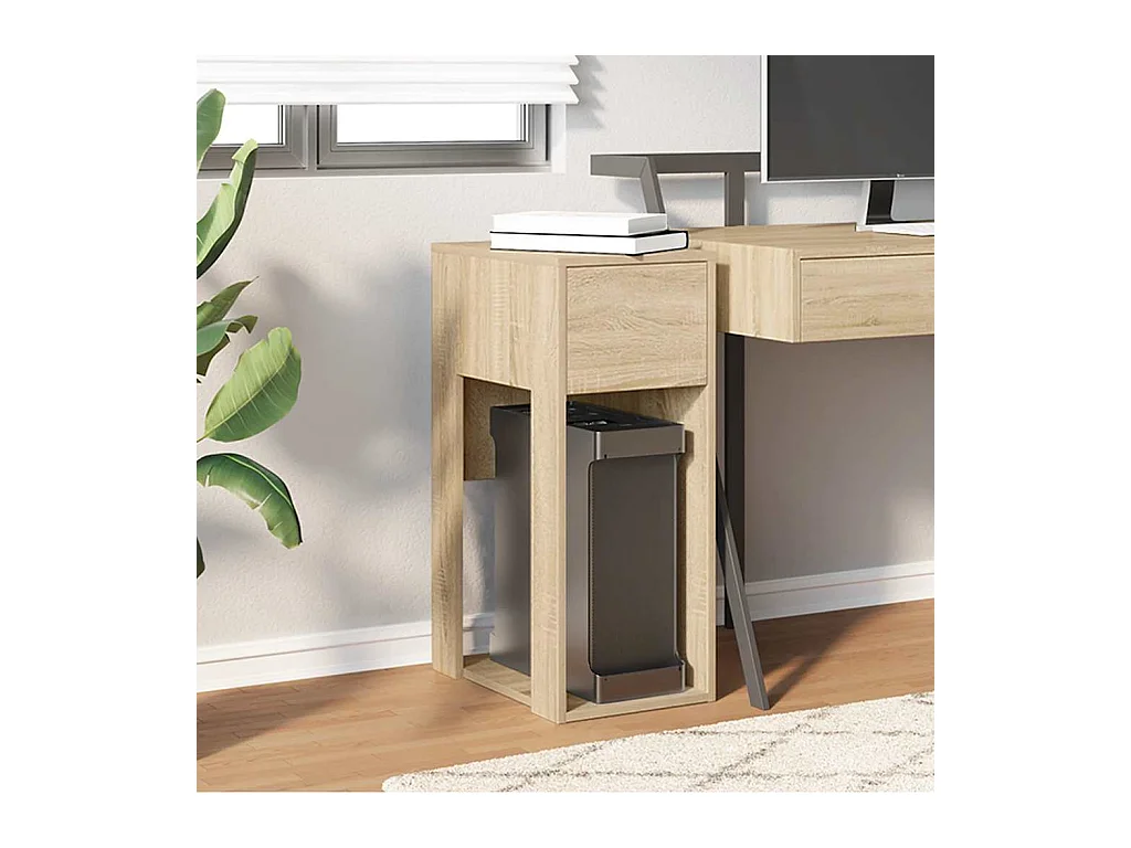 Support de tour d'ordinateur et tiroir chêne sonoma 30x44x74 cm