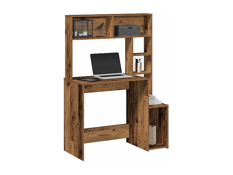 Bureau avec étagères vieux bois 100x45x140 cm bois d'ingénierie