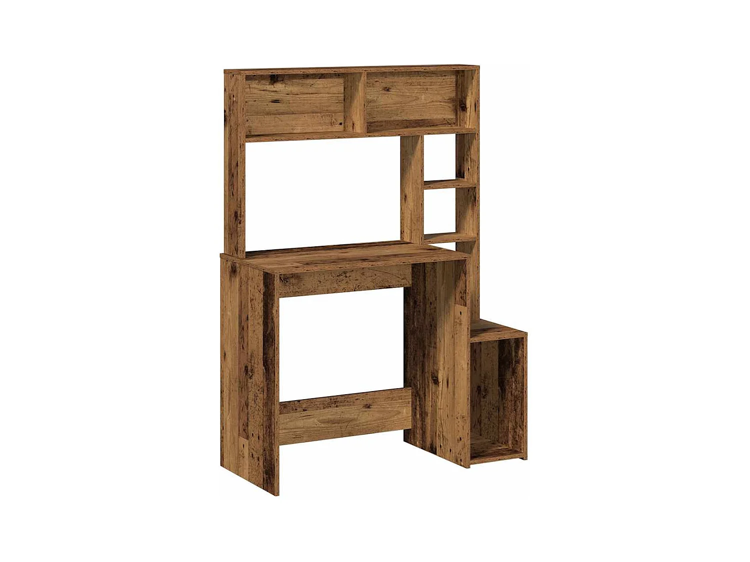 Bureau avec étagères vieux bois 100x45x140 cm bois d'ingénierie