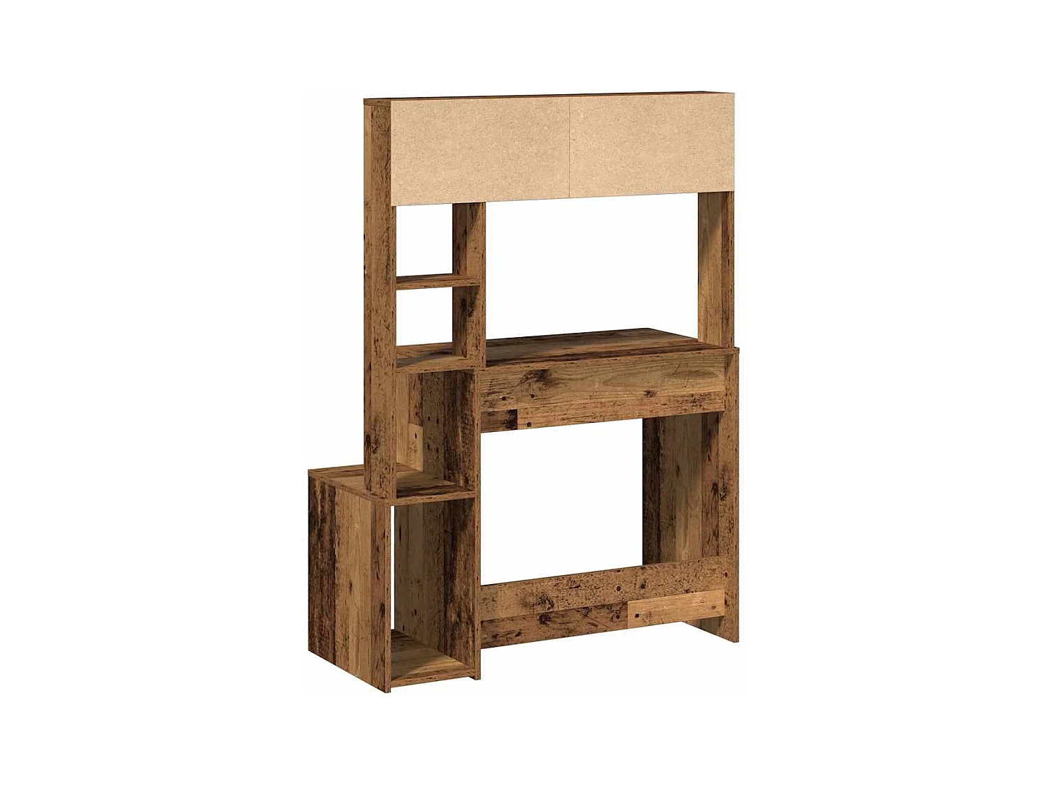 Bureau avec étagères vieux bois 100x45x140 cm bois d'ingénierie