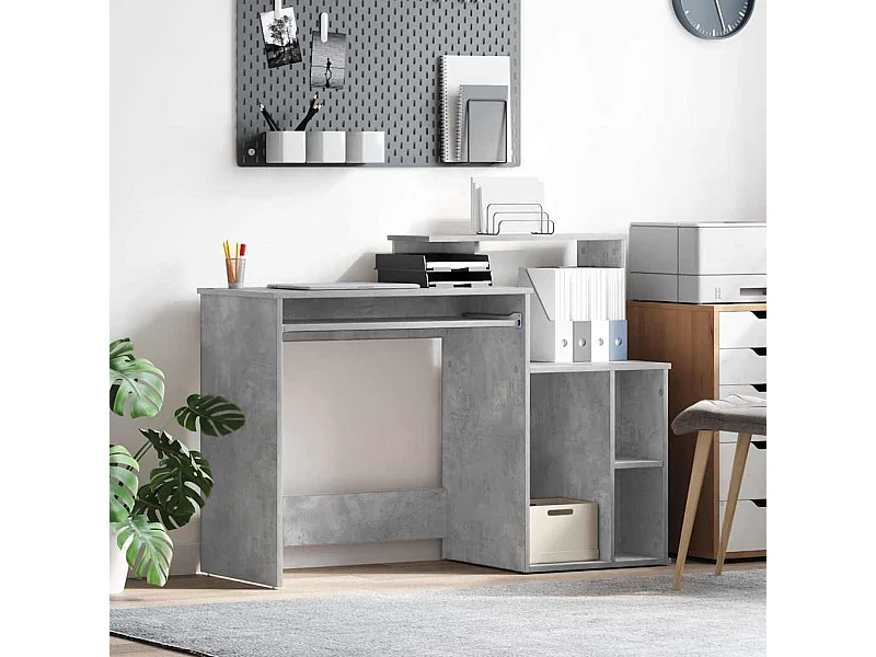 Bureau avec Rangement Gris béton 120.5 x 44 x 88.5 cm