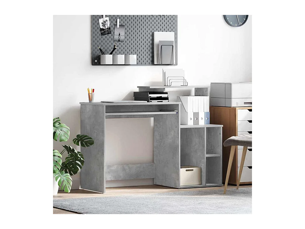 Bureau avec Rangement Gris béton 120.5 x 44 x 88.5 cm