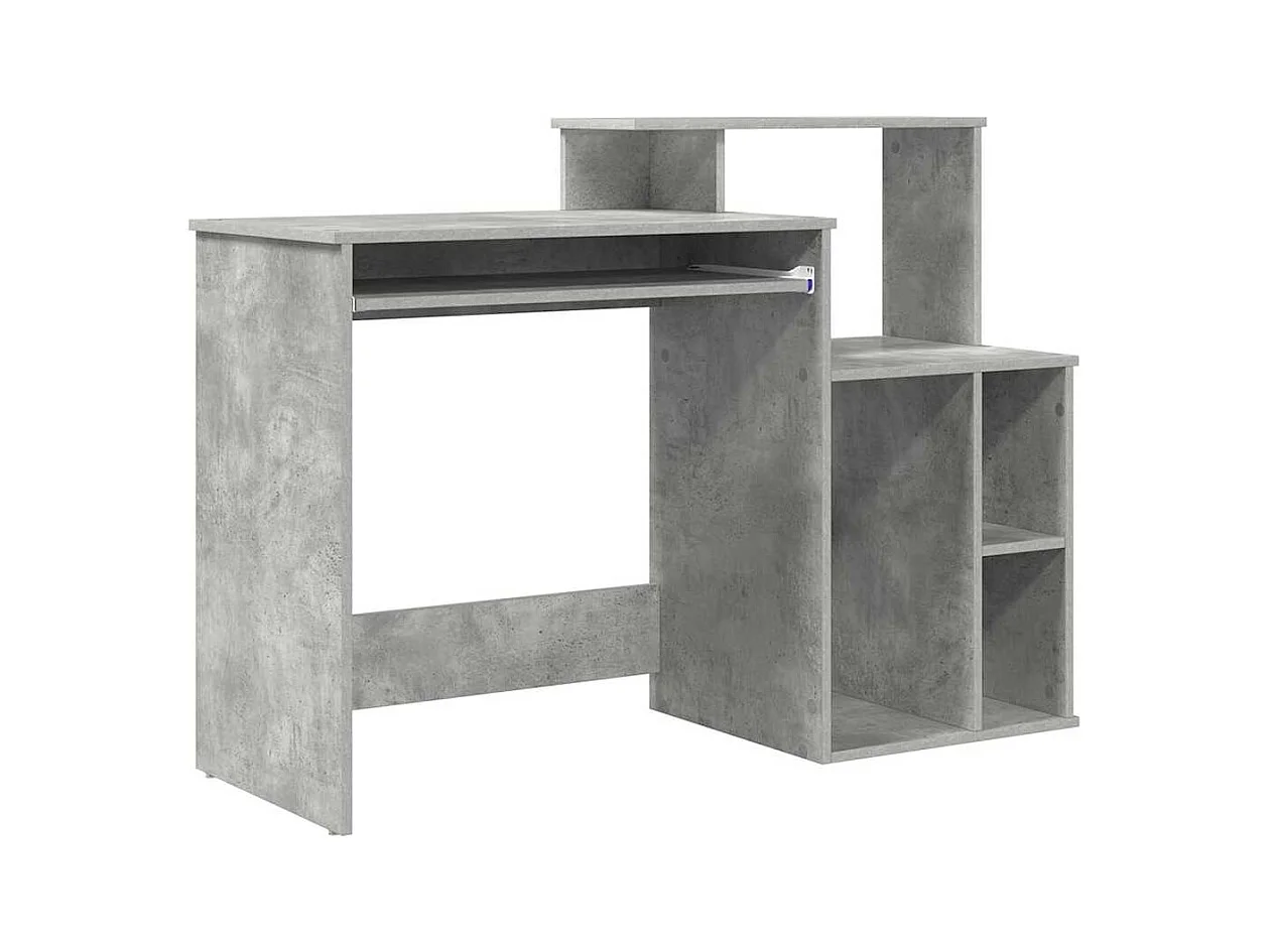 Bureau avec Rangement Gris béton 120.5 x 44 x 88.5 cm