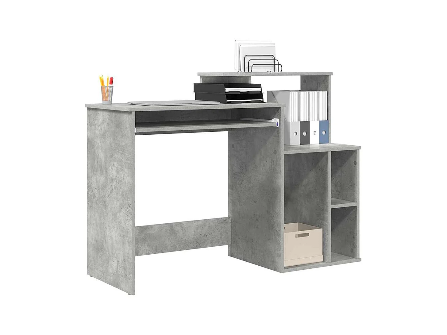 Bureau avec Rangement Gris béton 120.5 x 44 x 88.5 cm