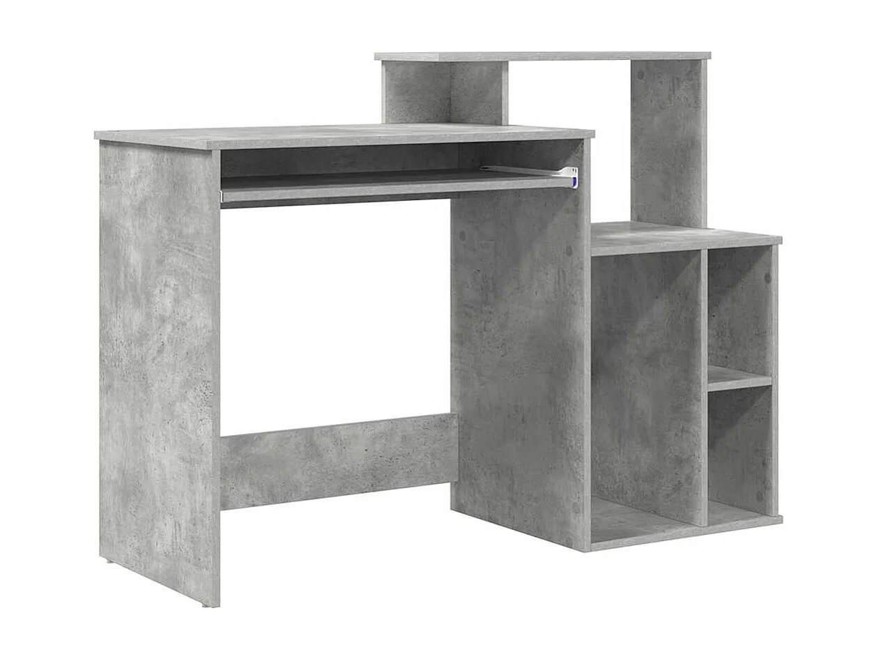 Bureau avec Rangement Gris béton 120.5 x 44 x 88.5 cm