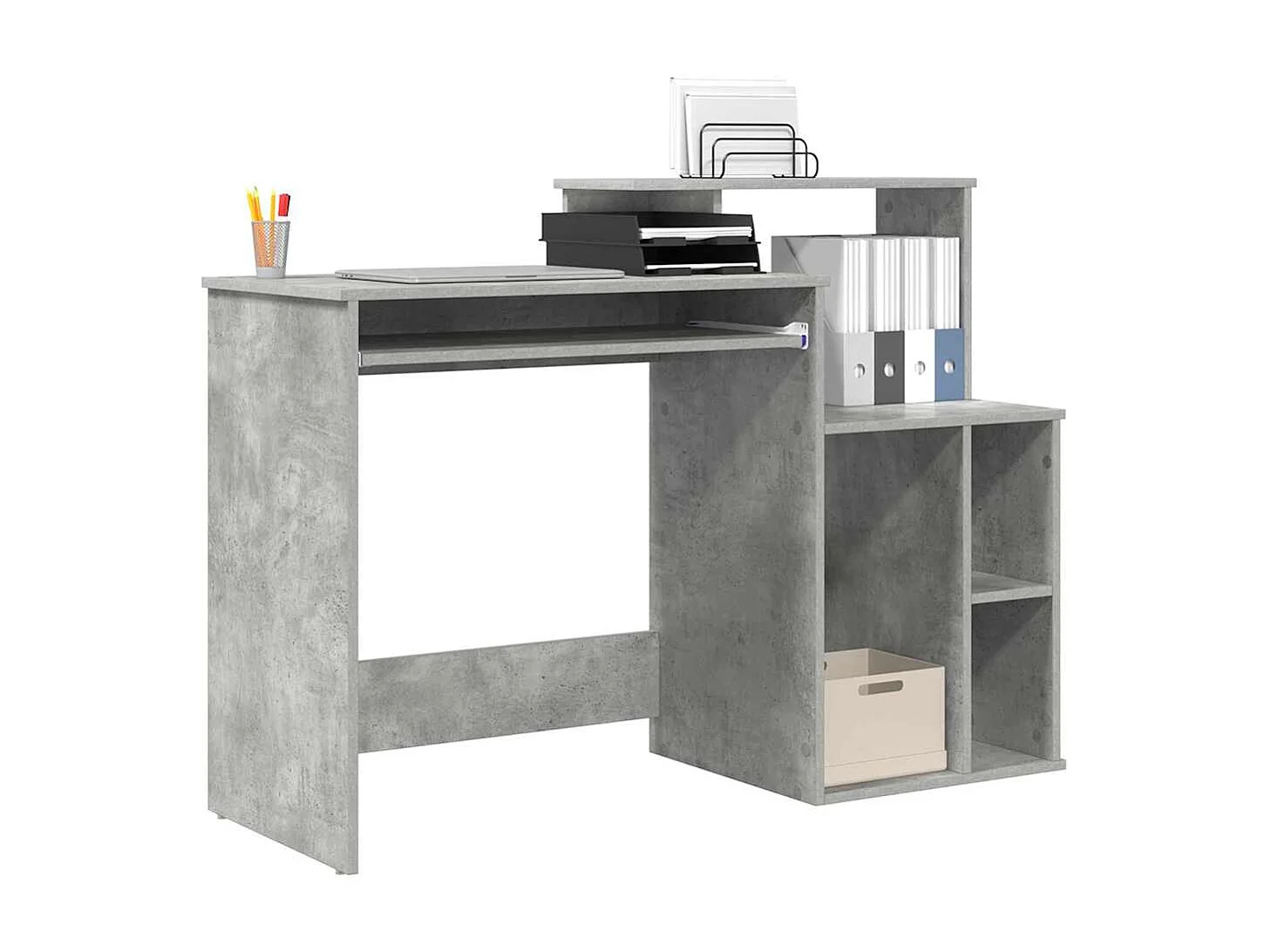 Bureau avec Rangement Gris béton 120.5 x 44 x 88.5 cm