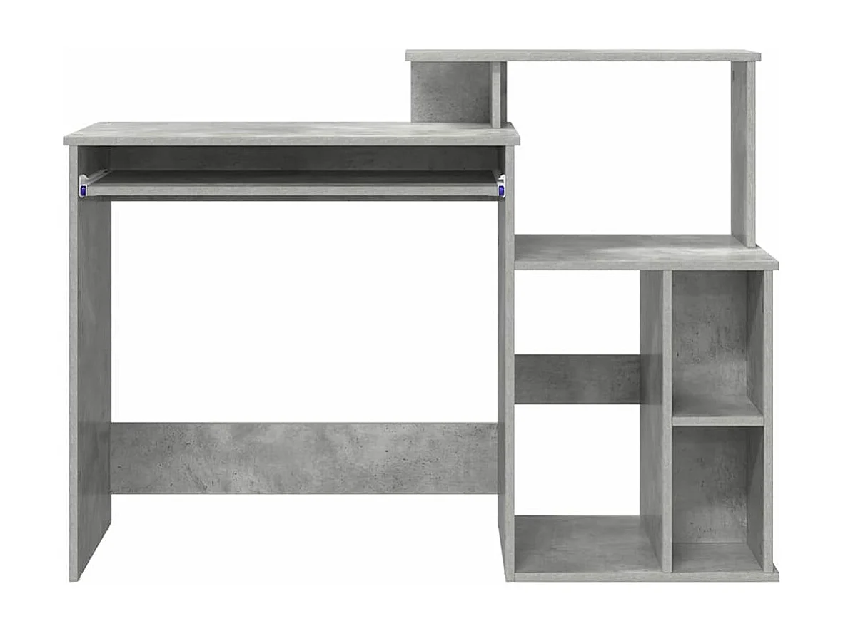 Bureau avec Rangement Gris béton 120.5 x 44 x 88.5 cm