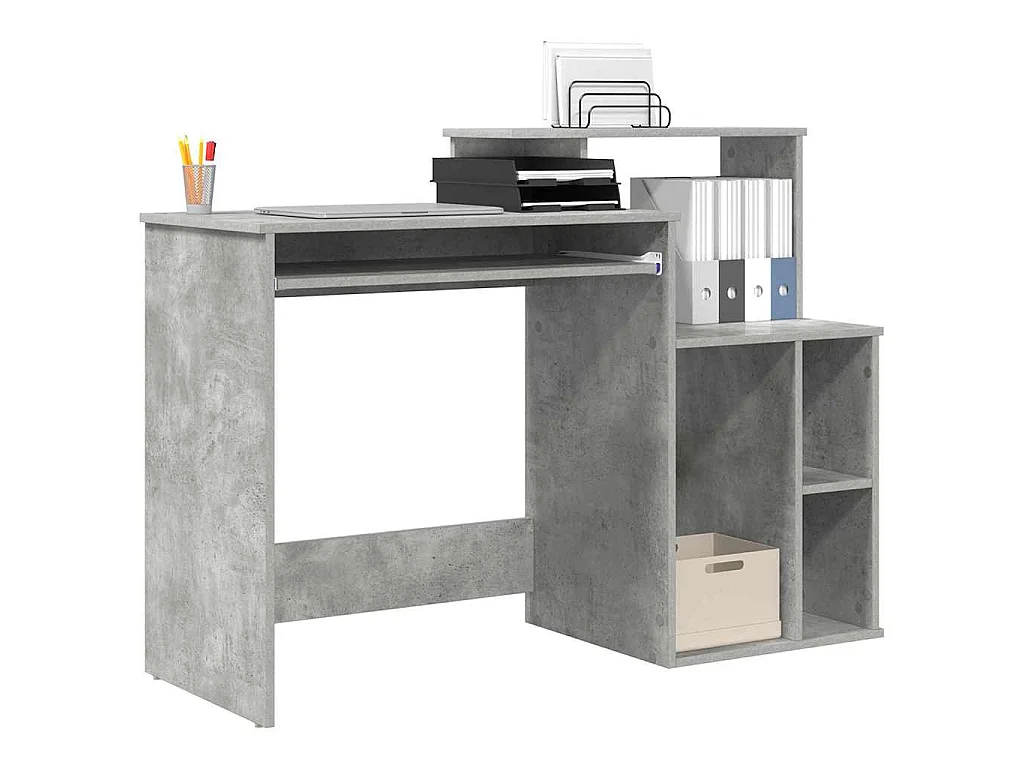 Bureau avec Rangement Gris béton 120.5 x 44 x 88.5 cm