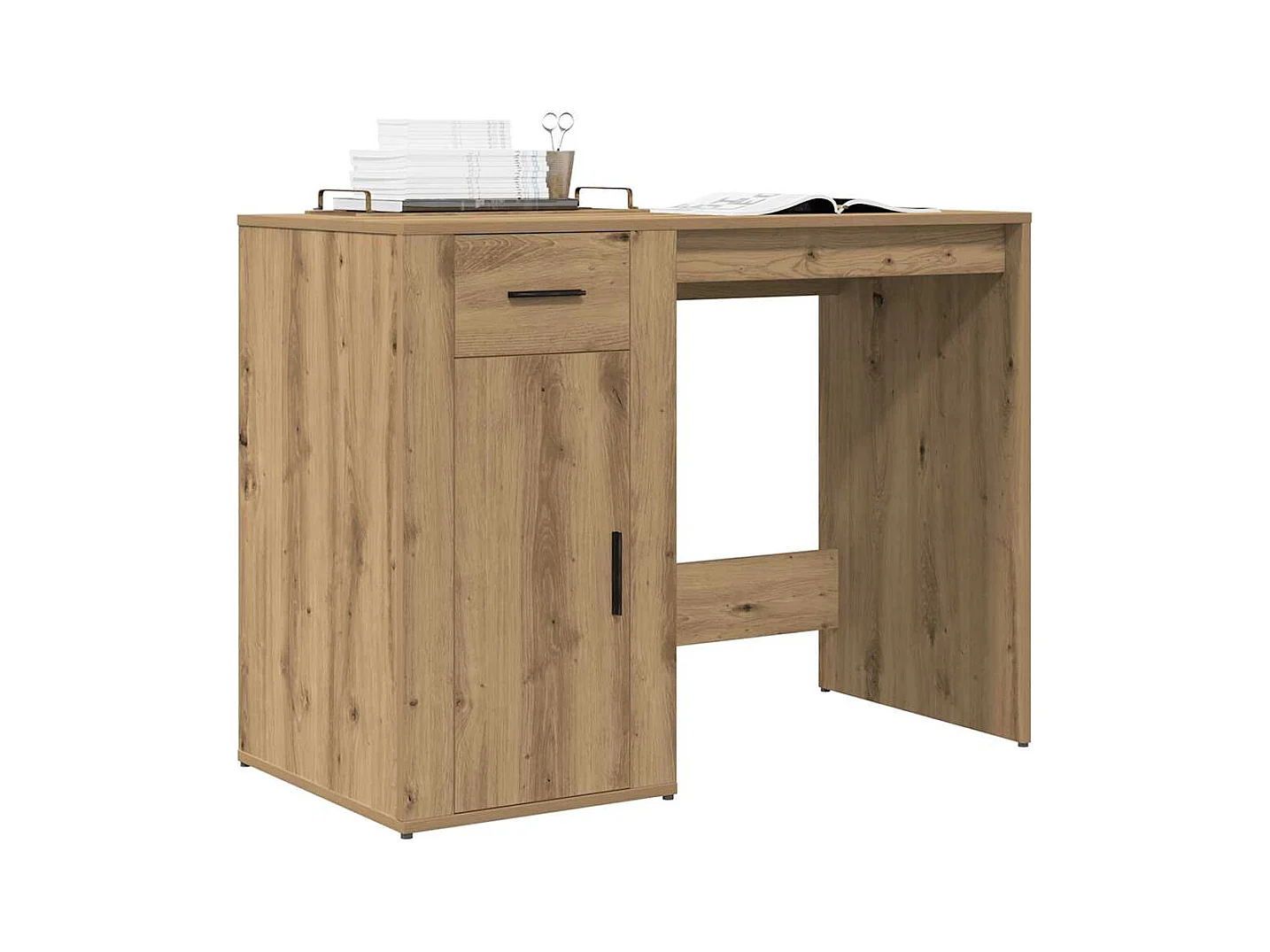 Bureau chêne artisanal 100x49x75 cm bois d'ingénierie