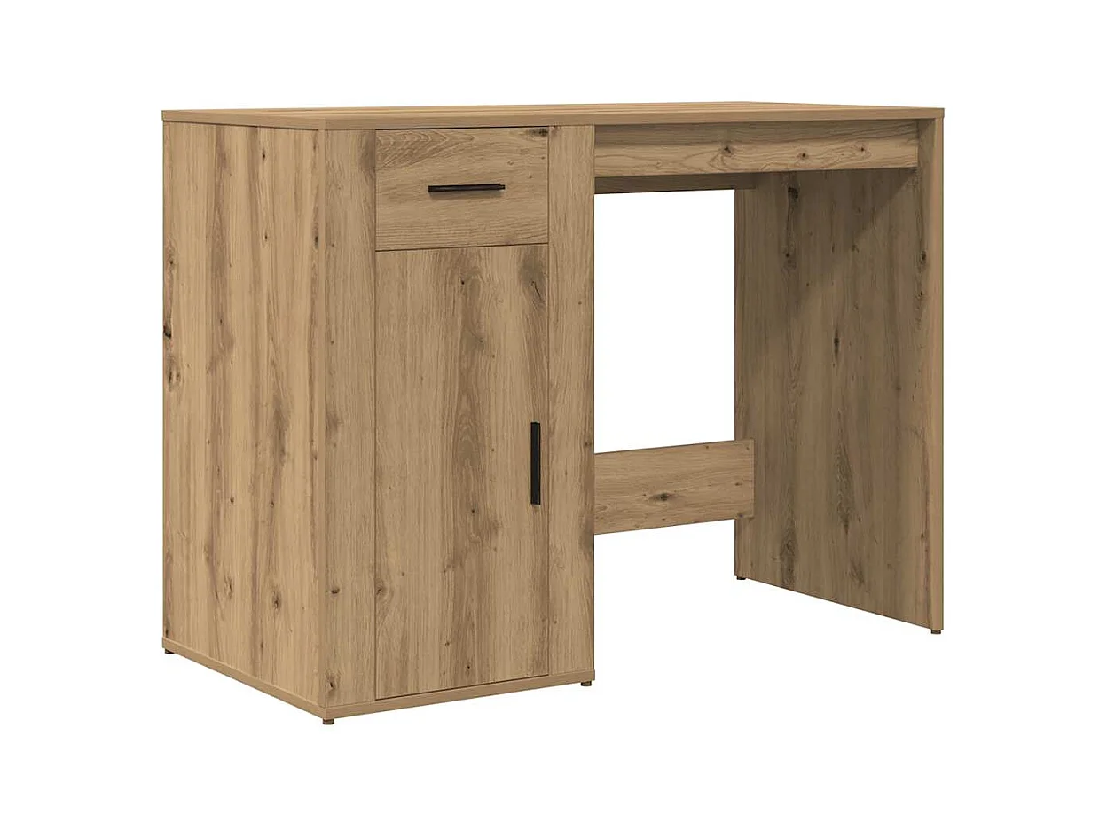 Bureau chêne artisanal 100x49x75 cm bois d'ingénierie