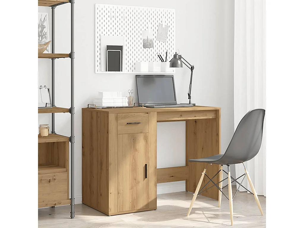 Bureau chêne artisanal 100x49x75 cm bois d'ingénierie