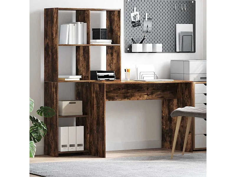 Bureau Chêne fumé 138.5 x 55 x 143 cm Bois d'ingénierie