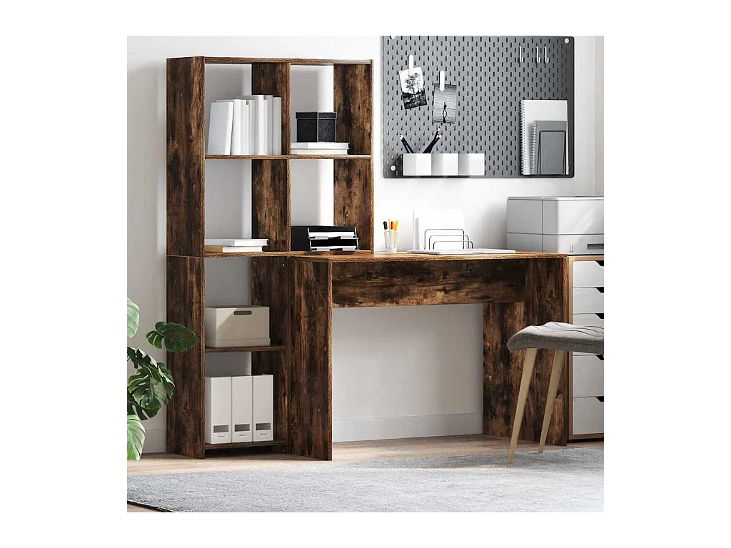 Bureau Chêne fumé 138.5 x 55 x 143 cm Bois d'ingénierie