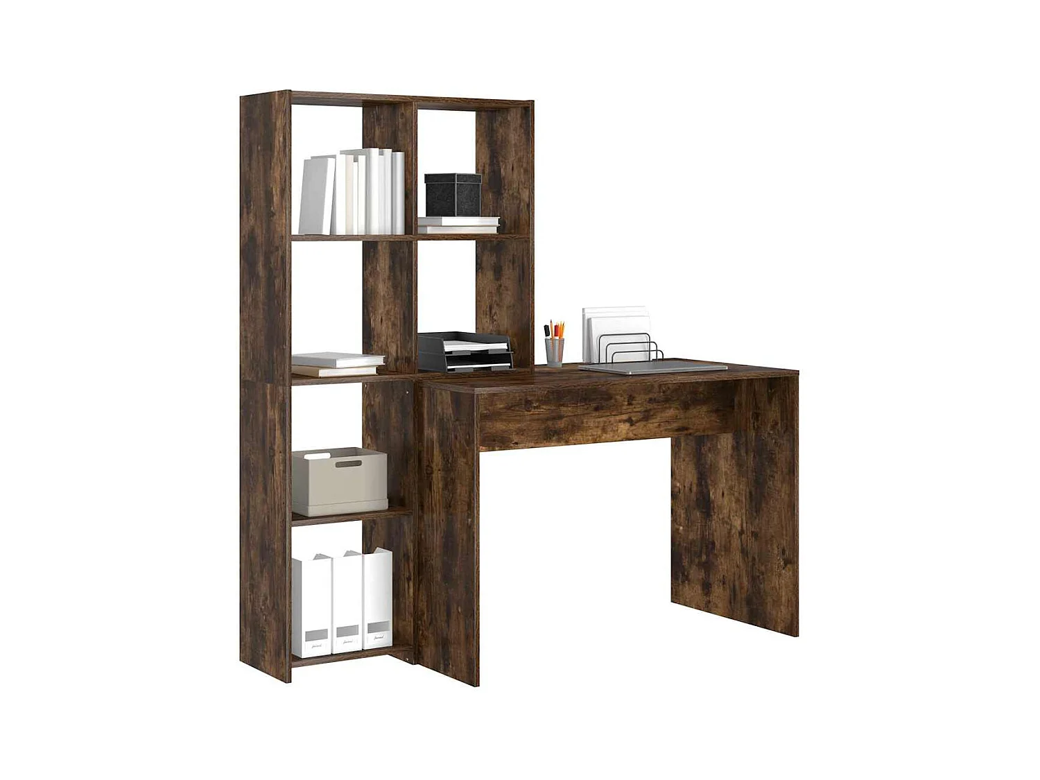 Bureau Chêne fumé 138.5 x 55 x 143 cm Bois d'ingénierie