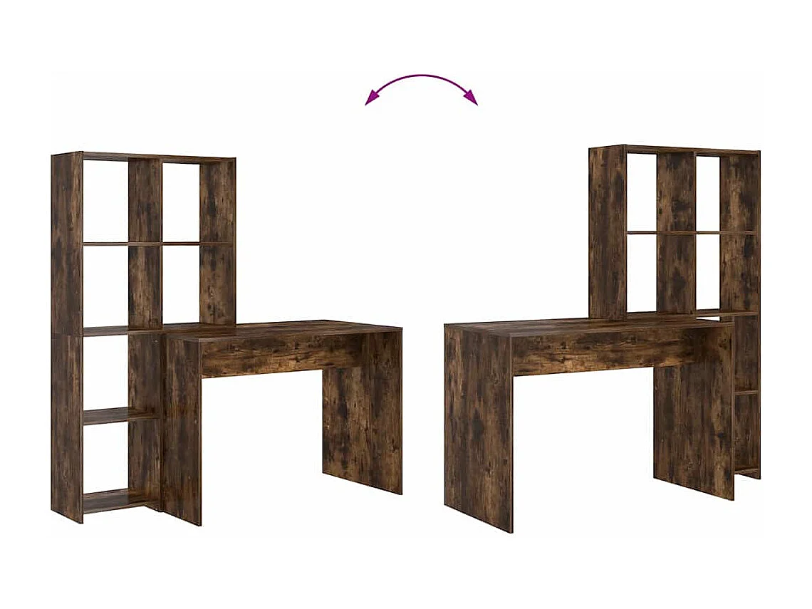 Bureau Chêne fumé 138.5 x 55 x 143 cm Bois d'ingénierie