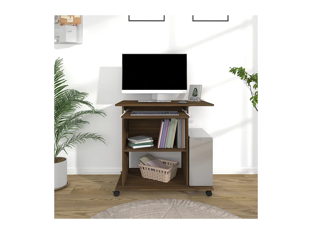 Bureau d'ordinateur Chêne marron 80x50x75 cm Bois d'ingénierie