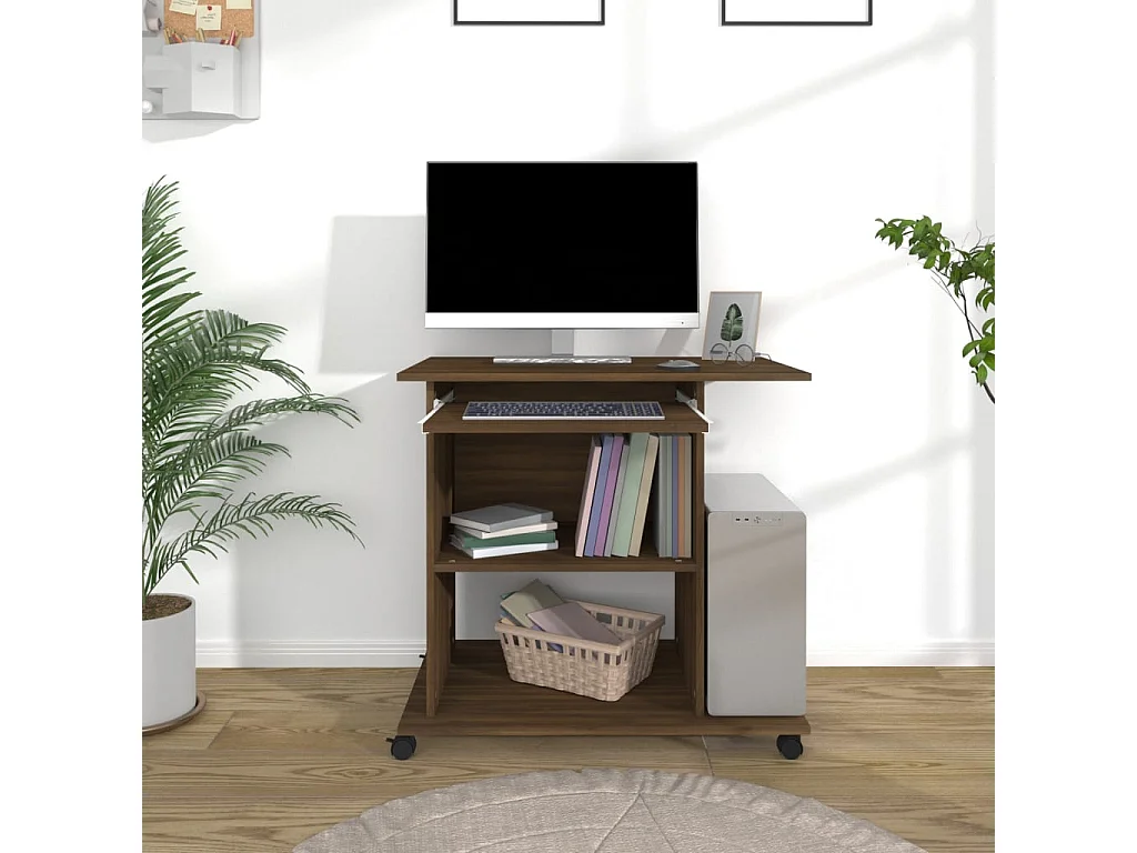 Bureau d'ordinateur Chêne marron 80x50x75 cm Bois d'ingénierie