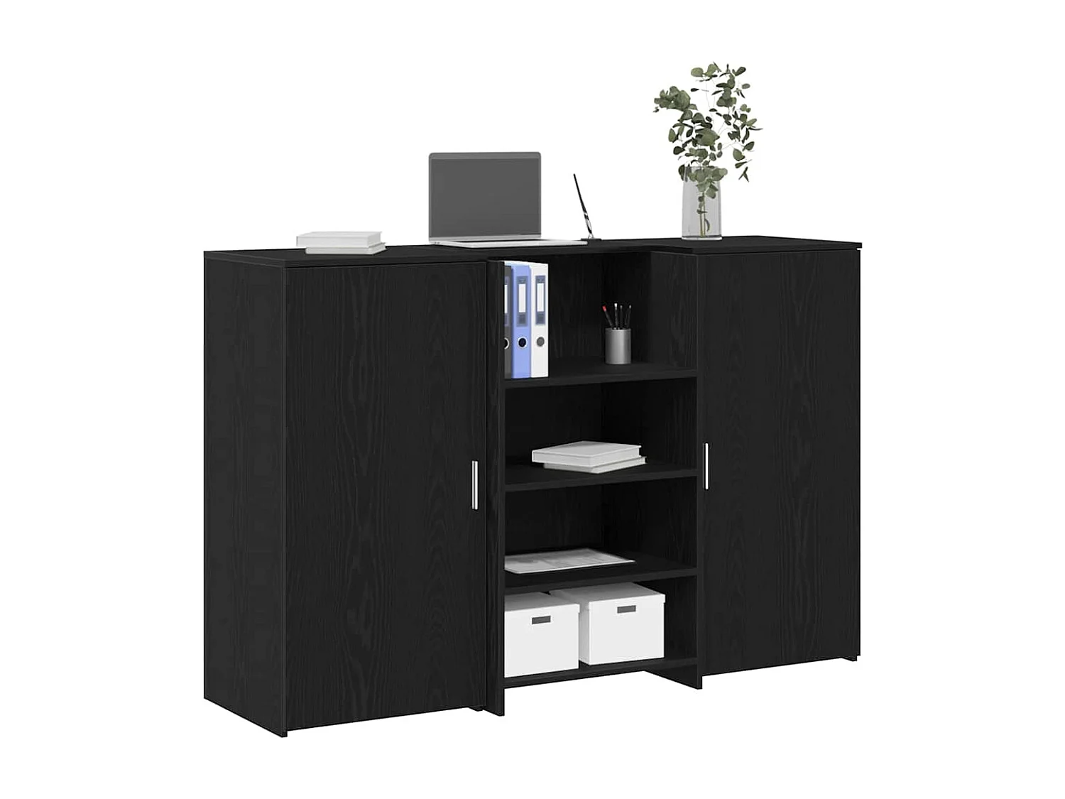 Mostrador de recepción roble negro 155x50x103,5 cm