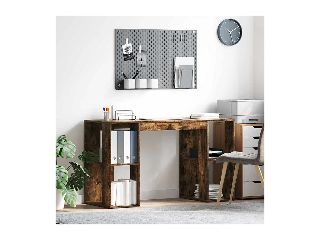 Bureau avec Rangement Chêne fumé 130 x 50,5 x 75 cm