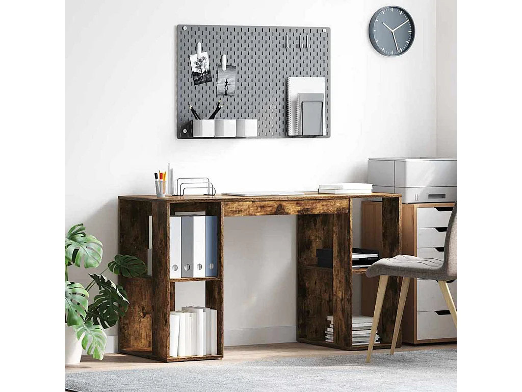 Bureau avec Rangement Chêne fumé 130 x 50,5 x 75 cm