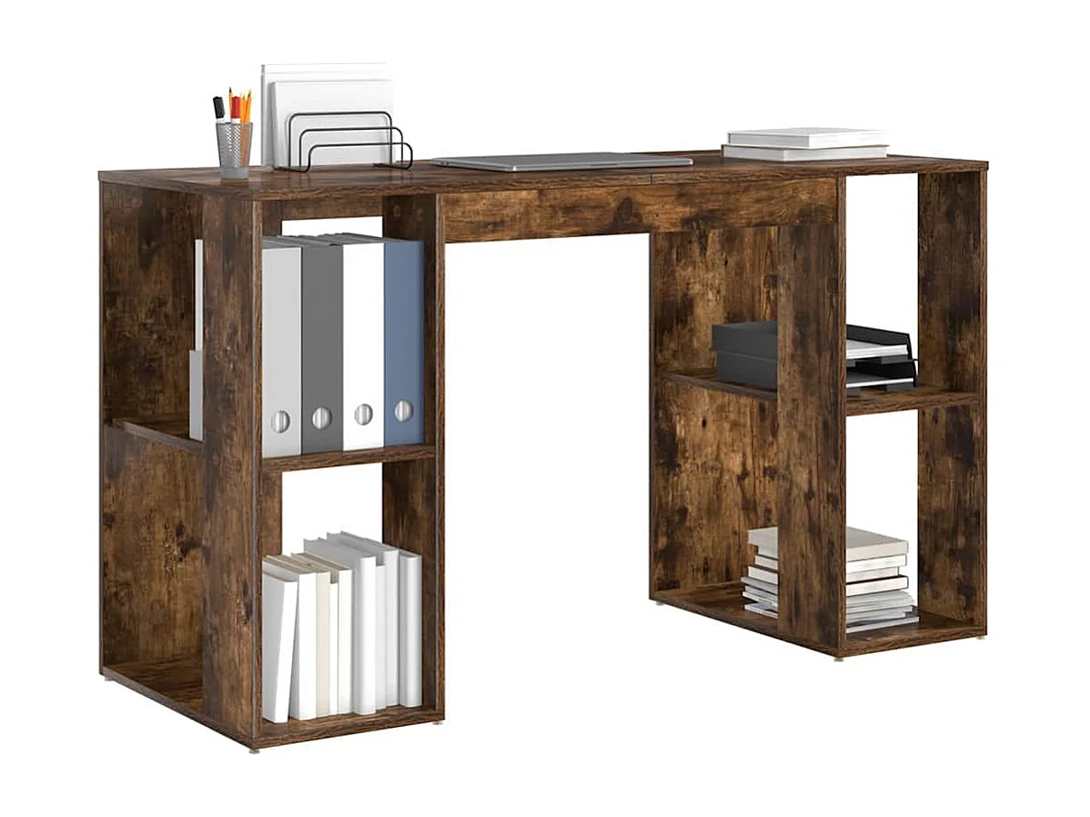 Bureau avec Rangement Chêne fumé 130 x 50,5 x 75 cm