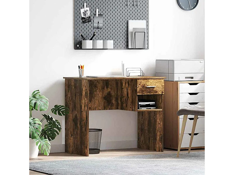 Bureau met lade Gerookt eiken 90 x 49,5 x 75 cm Bewerkt hout