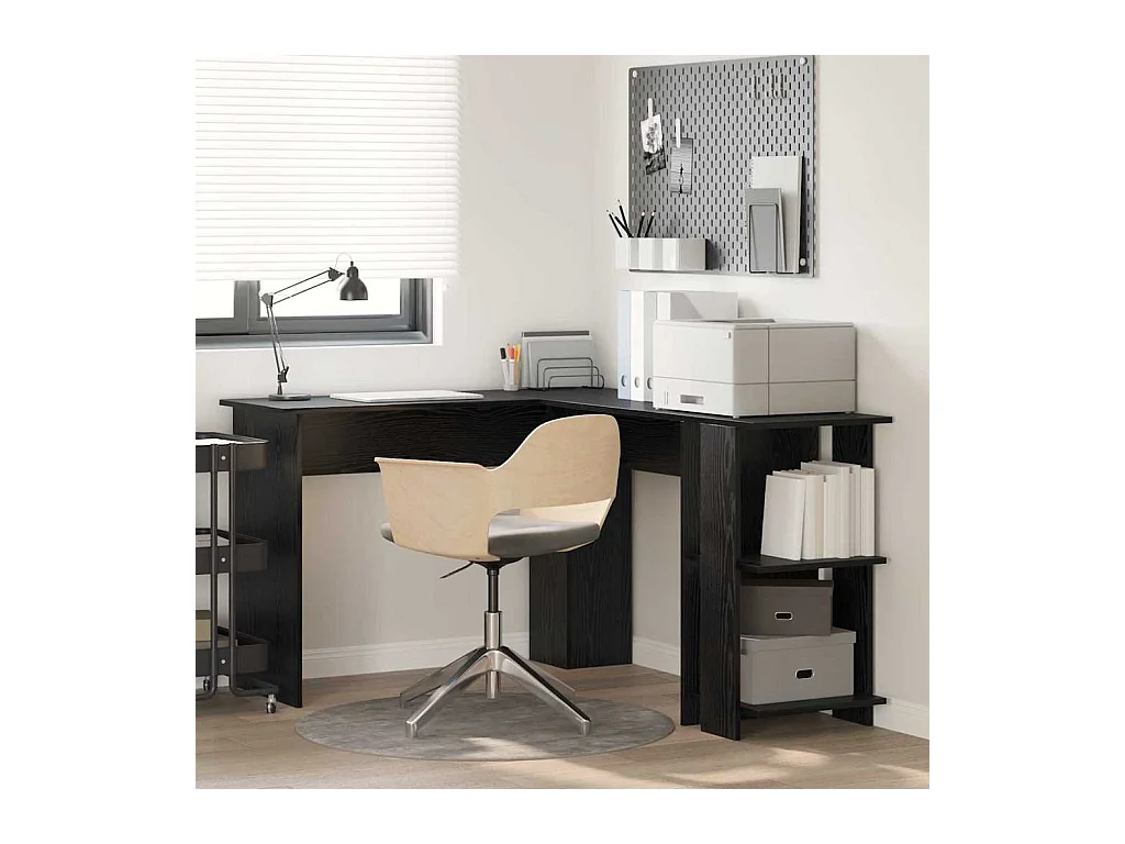 Mesa de Canto com Armazenamento com prateleira Carvalho preto