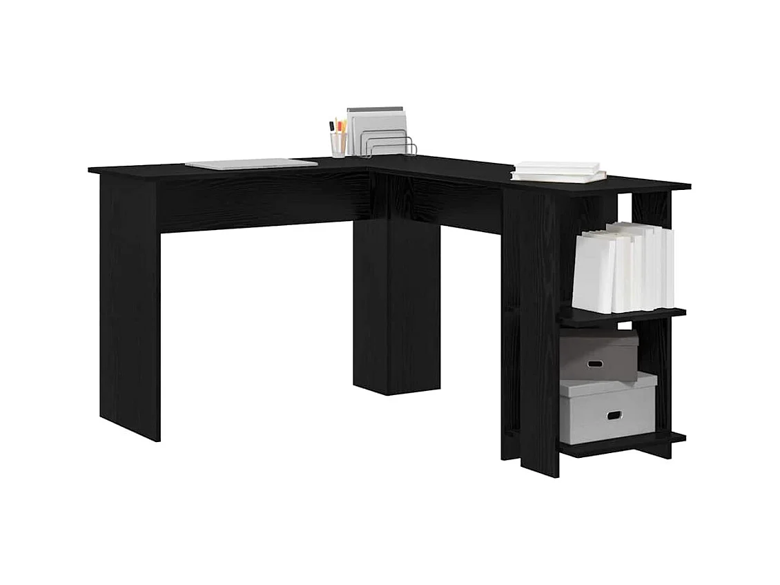 Mesa de Canto com Armazenamento com prateleira Carvalho preto