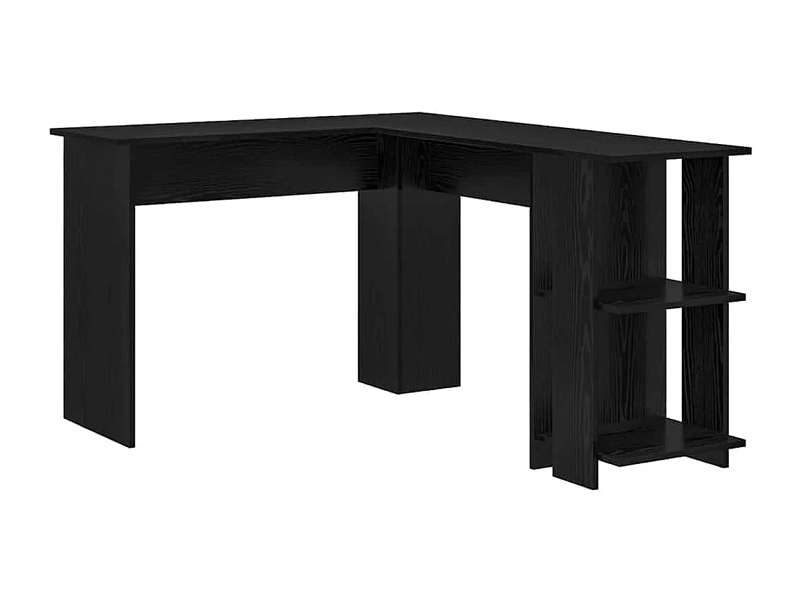 Bureau d'Angle avec Rangement Chêne noir 140 x 113.5 x 75 cm