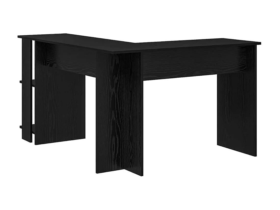 Bureau d'Angle avec Rangement Chêne noir 140 x 113.5 x 75 cm