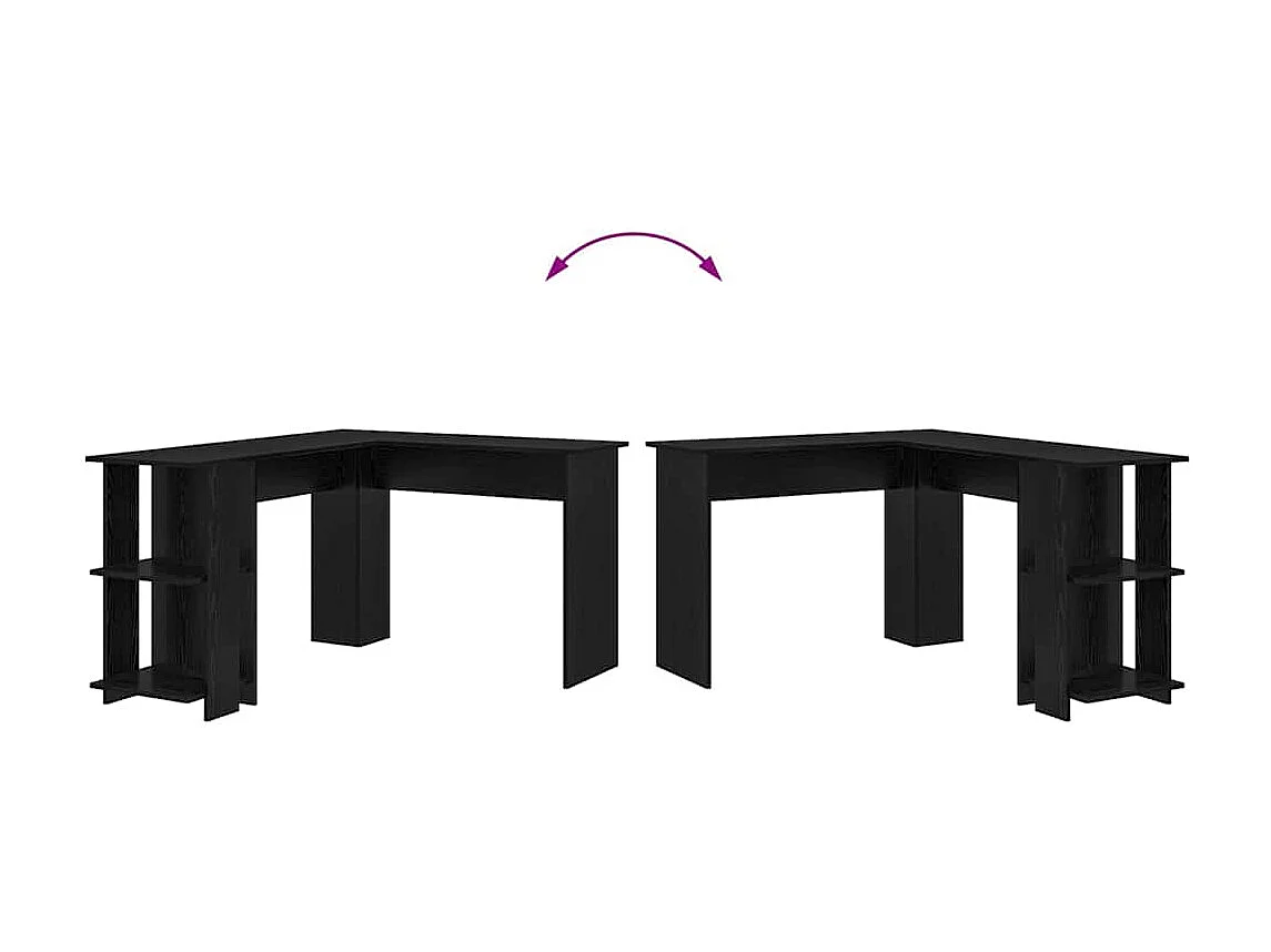 Bureau d'Angle avec Rangement Chêne noir 140 x 113.5 x 75 cm