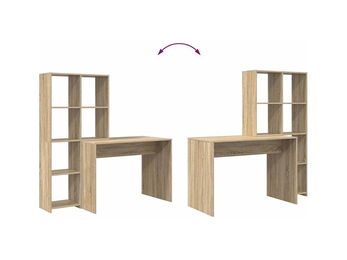 Bureau Chêne sonoma 138.5 x 55 x 143 cm Bois d'ingénierie