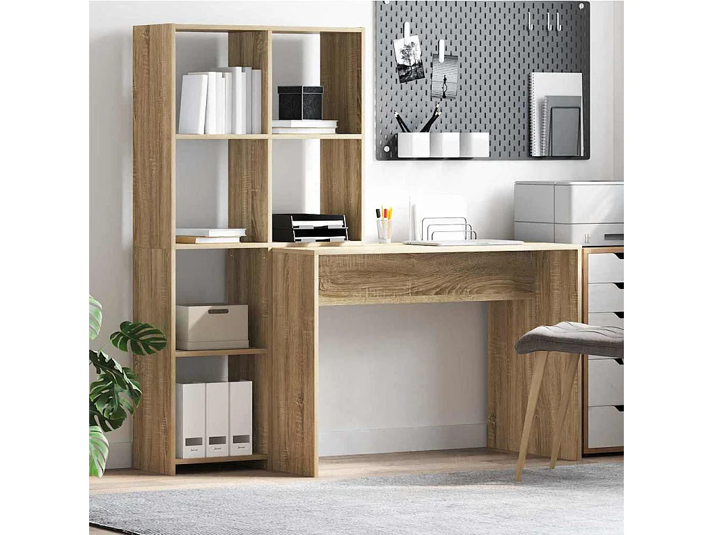 Bureau Chêne sonoma 138.5 x 55 x 143 cm Bois d'ingénierie