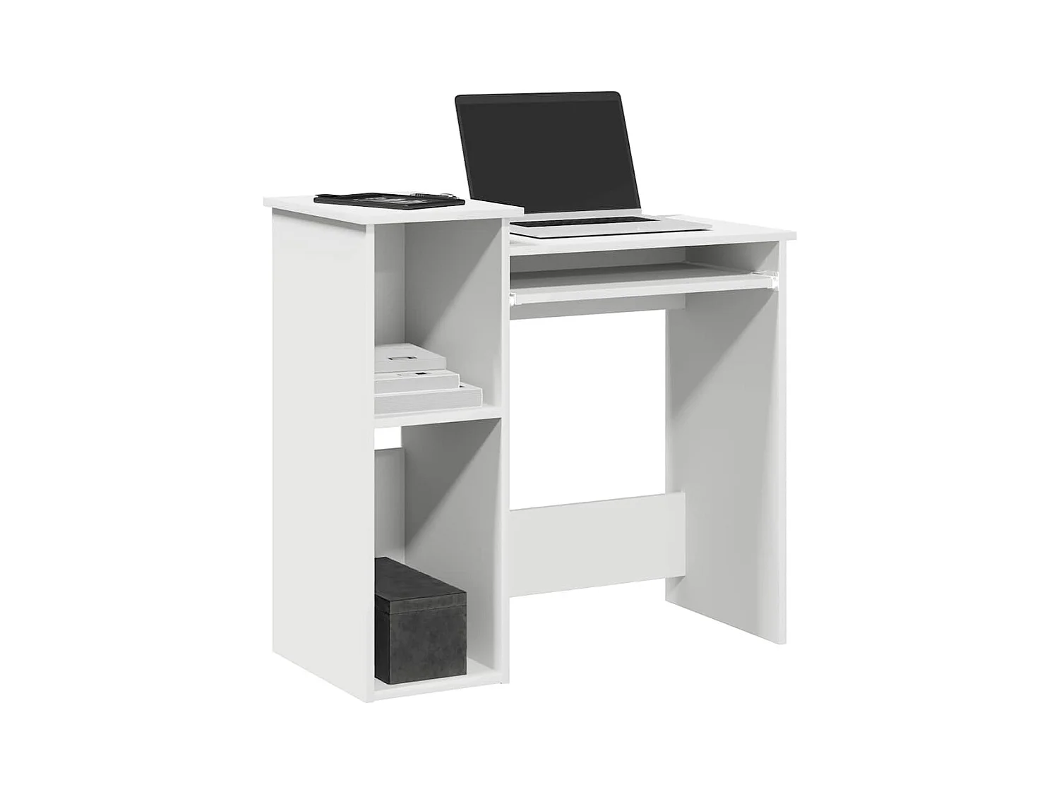 Bureau avec étagères blanc 84x40x78 cm bois d'ingénierie