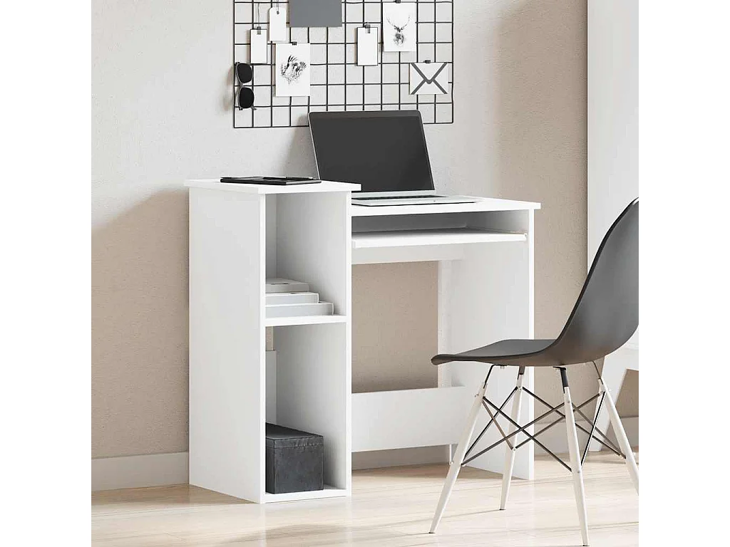 Bureau avec étagères blanc 84x40x78 cm bois d'ingénierie