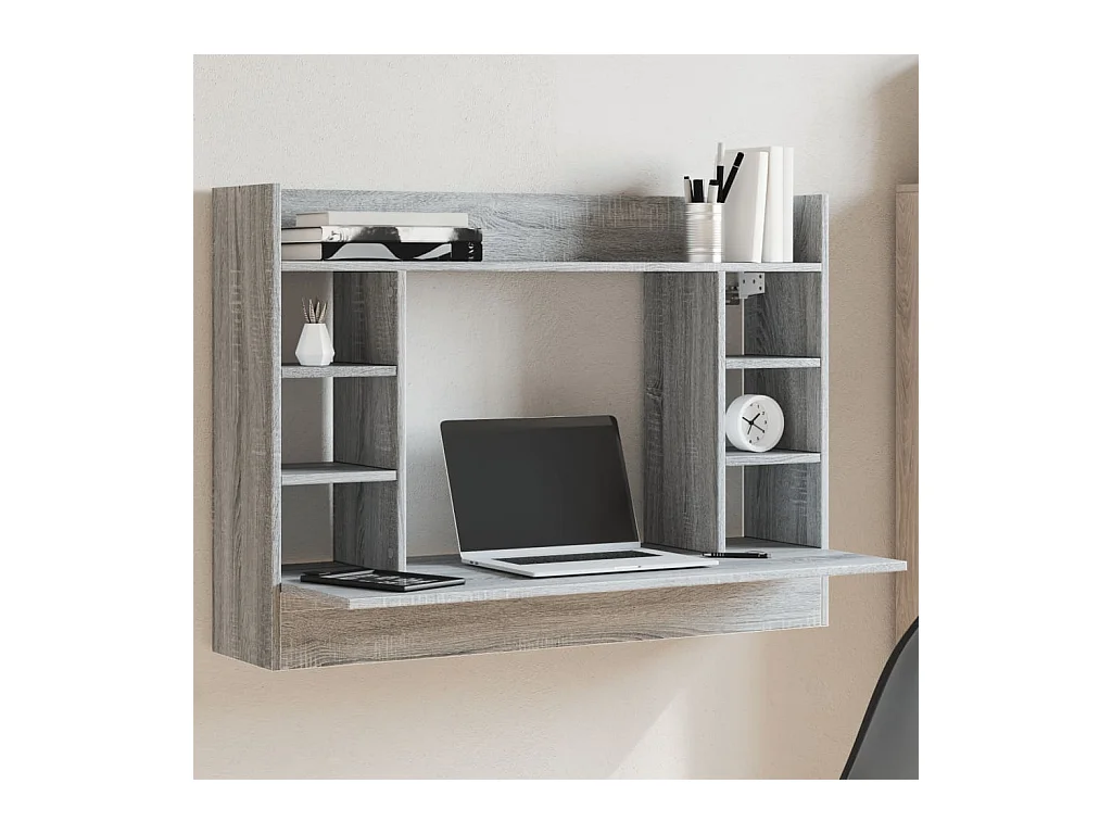 Bureau mural sonoma gris 105x48x75 cm bois d'ingénierie