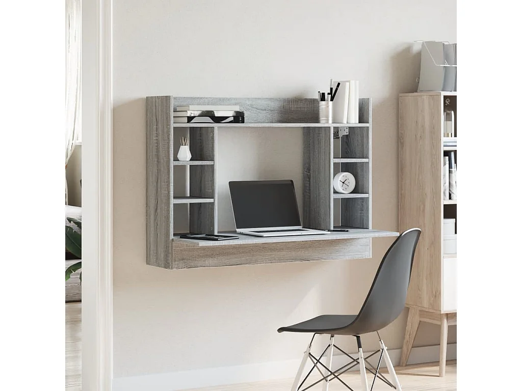 Bureau mural sonoma gris 105x48x75 cm bois d'ingénierie