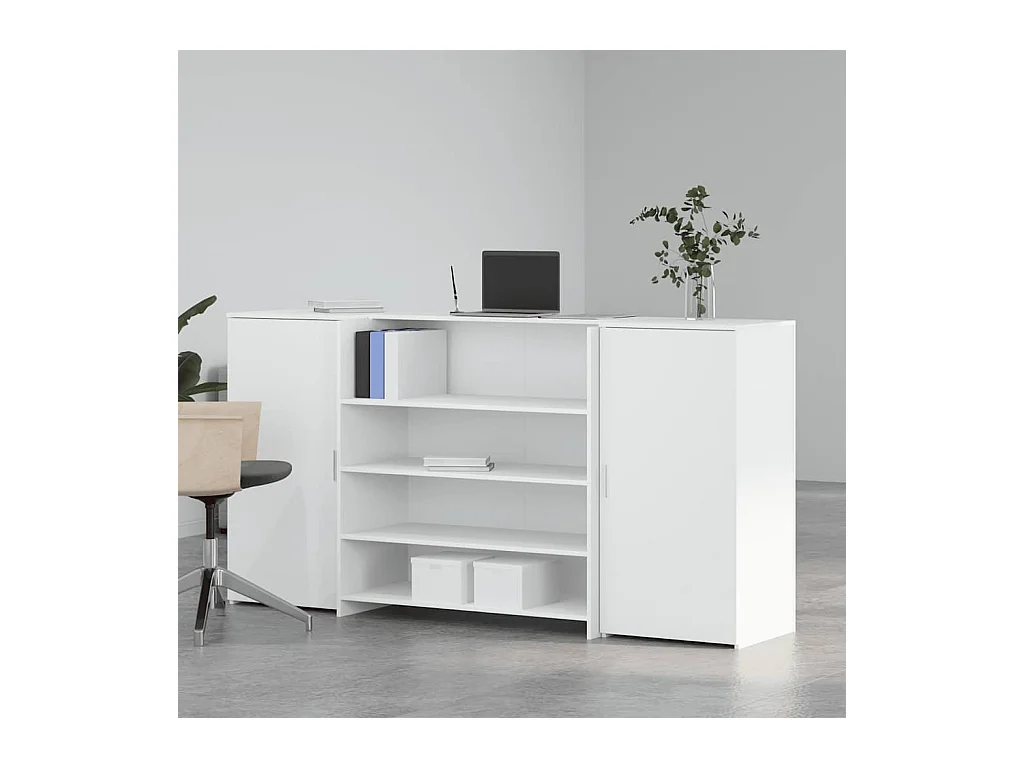 Bureau de réception blanc 200x50x103,5 cm bois d'ingénierie