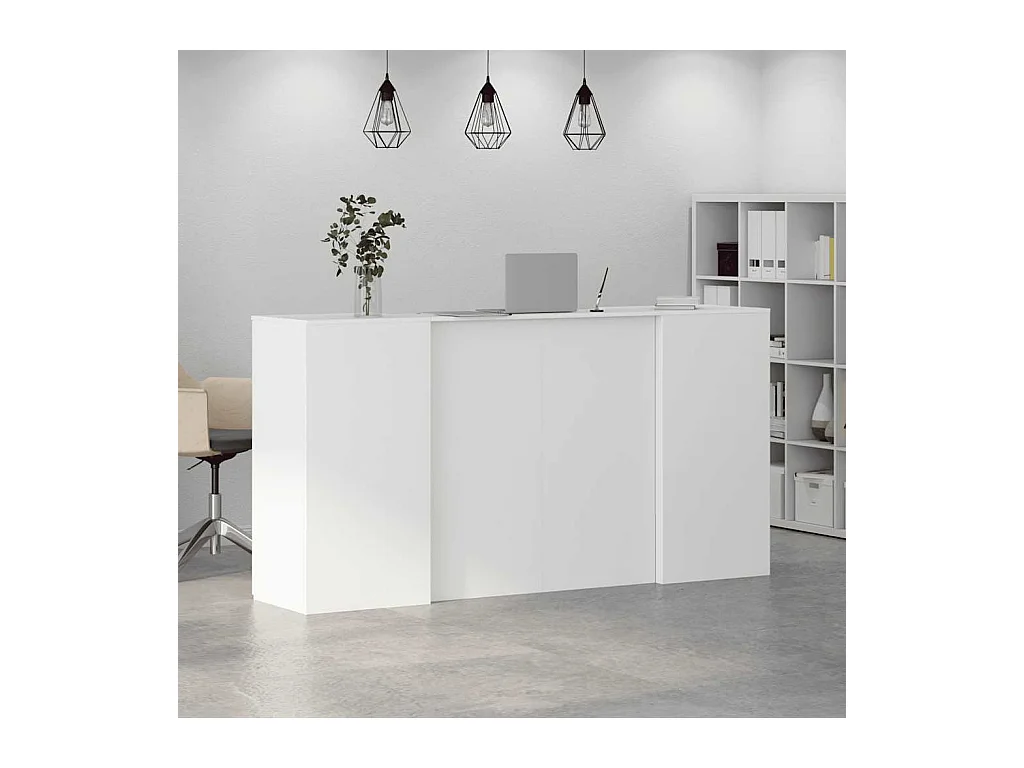 Bureau de réception blanc 200x50x103,5 cm bois d'ingénierie