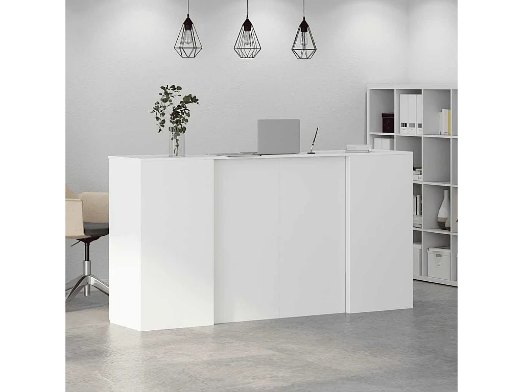 Bureau de réception blanc 200x50x103,5 cm bois d'ingénierie