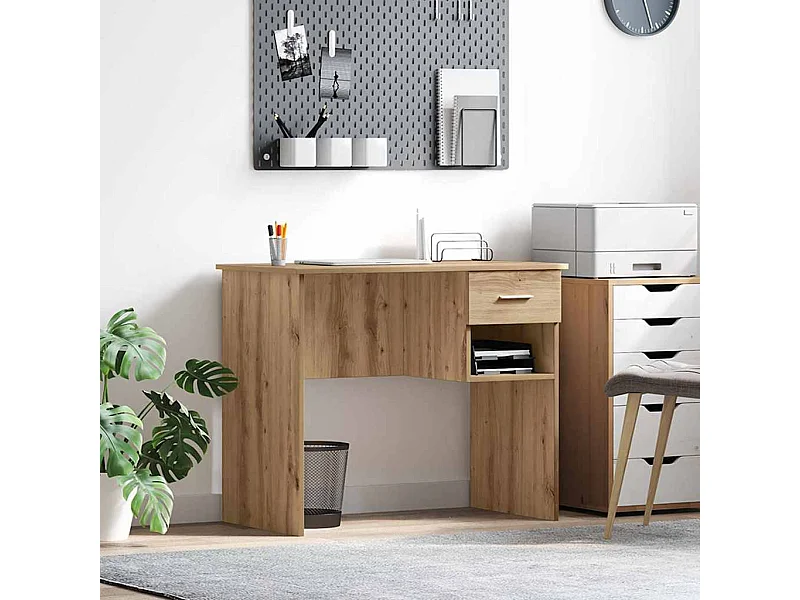 Bureau chêne artisanal 90 x 49.5 x 75 cm Bois d'ingénierie