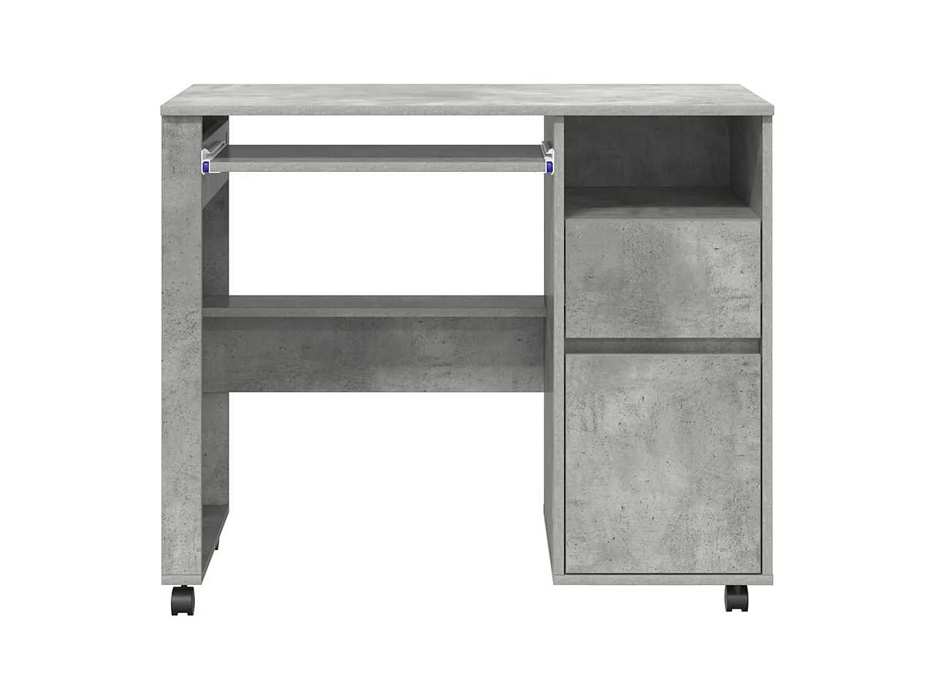 Bureau avec roulettes avec tiroir Chêne Béton 91 x 50 x 77 cm