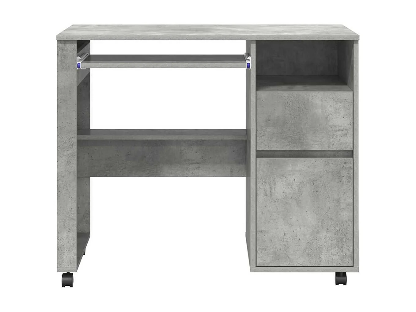 Bureau avec roulettes avec tiroir Chêne Béton 91 x 50 x 77 cm