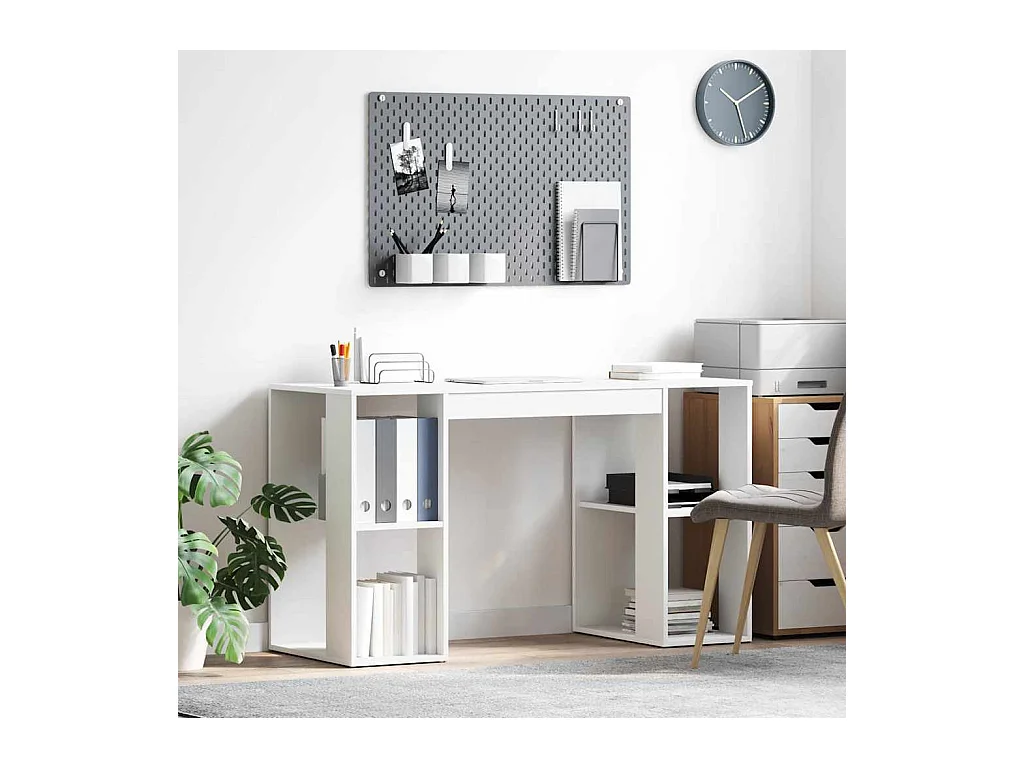 Bureau avec Rangement avec étagère Blanc 130 x 50,5 x 75 cm