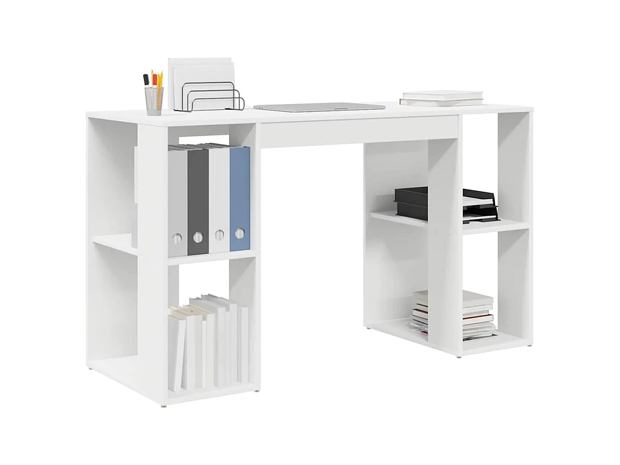 Bureau avec Rangement avec étagère Blanc 130 x 50,5 x 75 cm