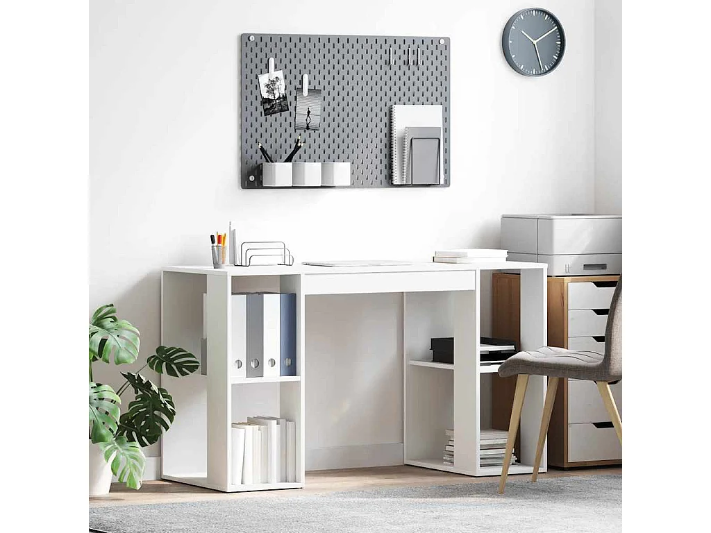 Bureau avec Rangement avec étagère Blanc 130 x 50,5 x 75 cm