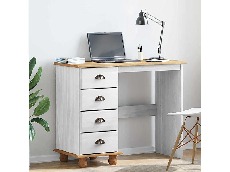 Escritorio ASKIM Blanco 95 x 40 x 75 cm Madera maciza de pino