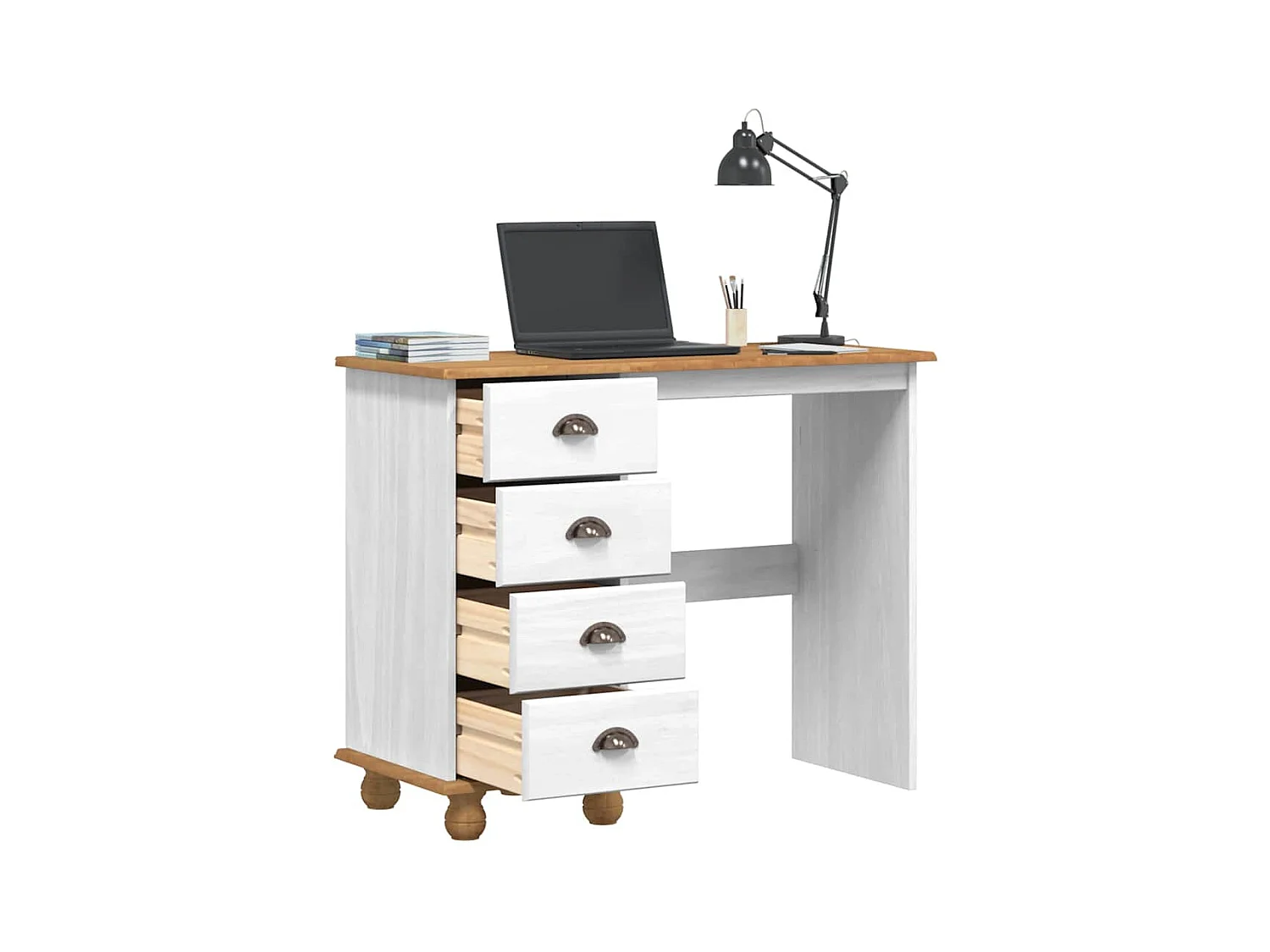 Bureau ASKIM Blanc 95 x 40 x 75 cm Bois massif en pin